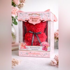 Always & Forever Flower Bear Red Rose Teddy Gift Box Accessory Kit Set Love New